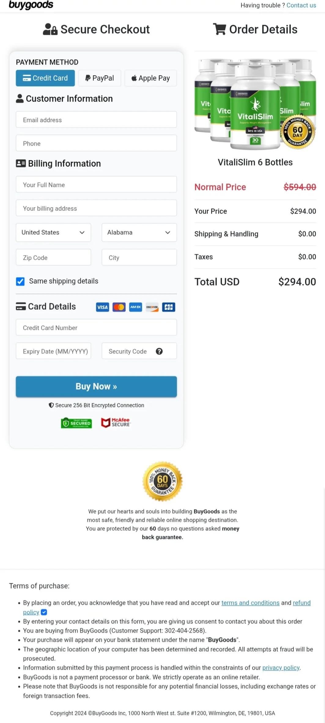 VitaliSlim order form